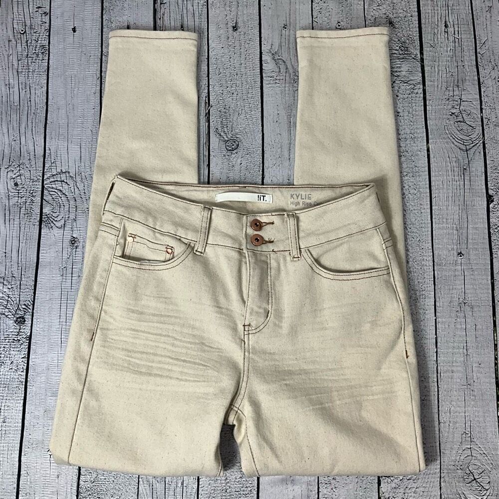 !IT Kylie High Rise Curvy Skinny Ankle Cream Colored Jeans